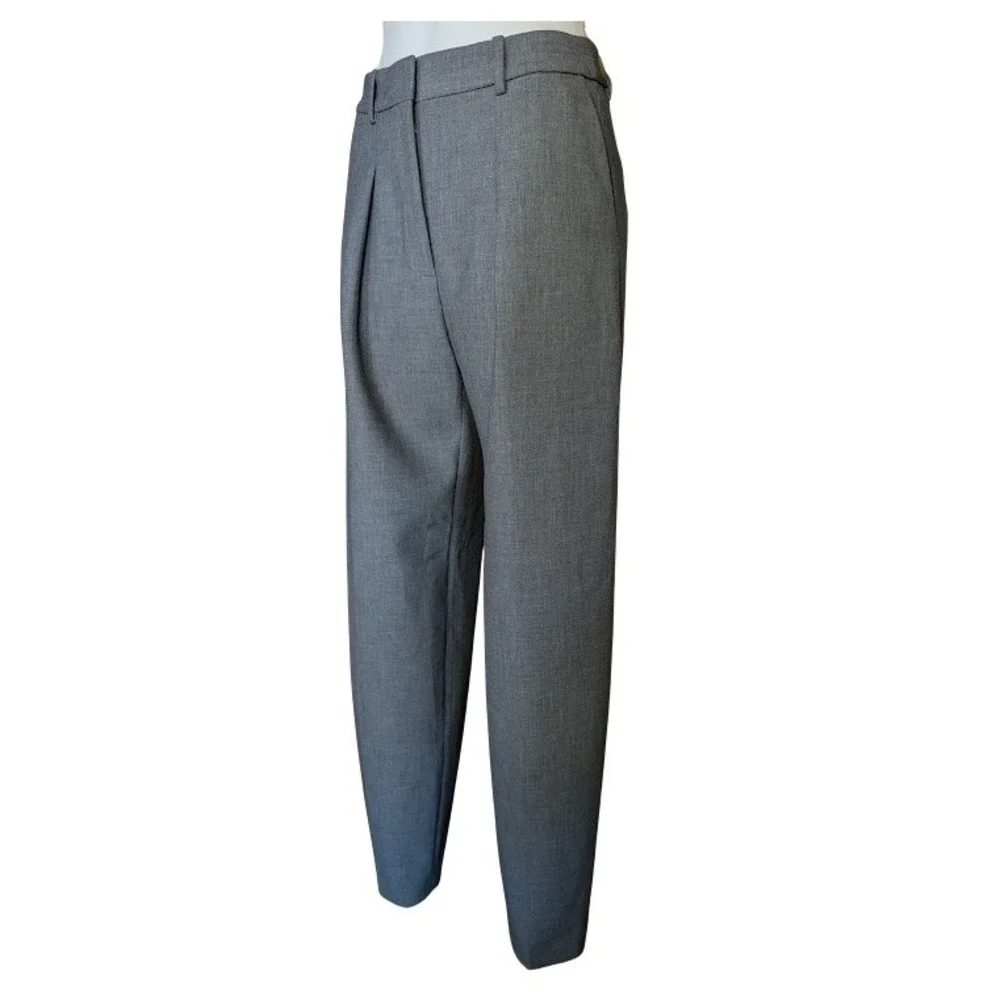 Aritzia Babaton Dial Pant‎ Heather Charcoal High Rise Barrel Leg Trousers Size 8
